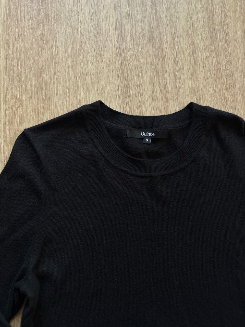 Quince Lightweight Cotton Cashmere Crew Sweater Black Size Small - Picture 4 of 4
